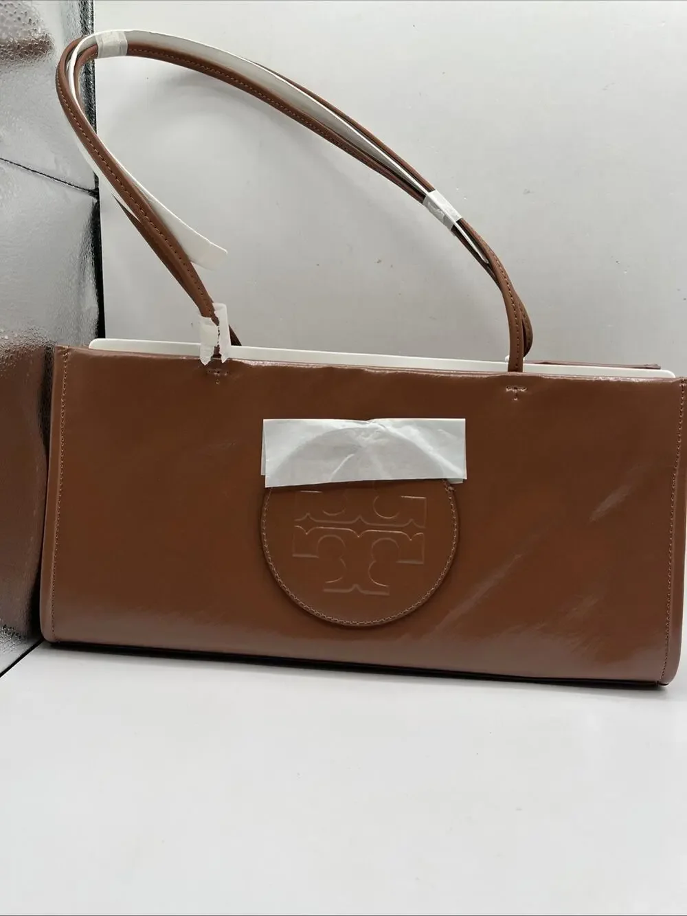 NWT TORY BURCH Ella East-West Tote Shoulder Bag Lightweight Tote Brown Tan
